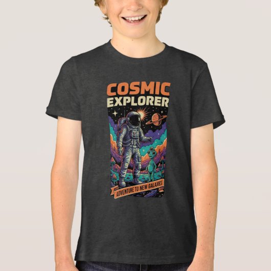 Cosmic Explorer Astronaut Space Adventure Kids  Tri-Blend Shirt (Voorkant)