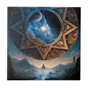 Cosmic Fantasy Space Landscape Ceramic Tegel Tegeltje