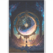 Cosmic Fantasy Space Landscape Sticker (Voorkant)