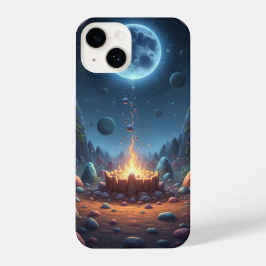 Cosmic Fire & Magic Moon Fantasy Art Phone Case iPhone Hoesje (Achterkant)