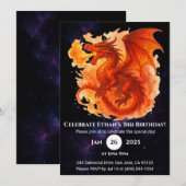 Cosmic Flame Dragon Birthday Invitation (Devant / Derrière)