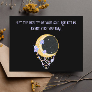 Cosmic Floral Moon Inspirerend quote Briefkaart