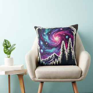 Cosmic Forest: Galaxy Meets Nature Kussen