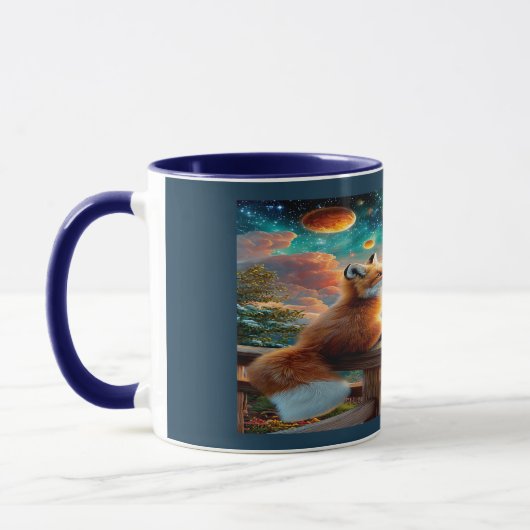 Cosmic Fox and Planets Magical Sunset Mug (Gauche)