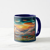 Cosmic Fox and Planets Magical Sunset Mug (Devant droit)
