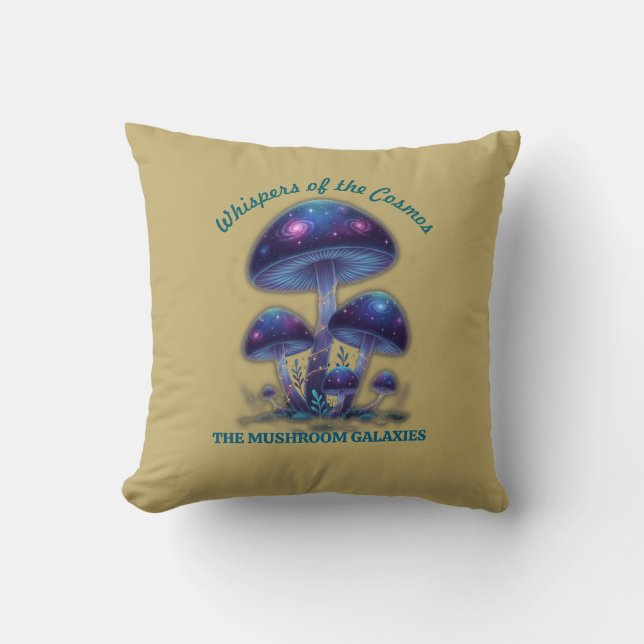 Cosmic Galaxy Mushrooms • Whimsical Fantasy Fungi  Kussen (Voorkant)