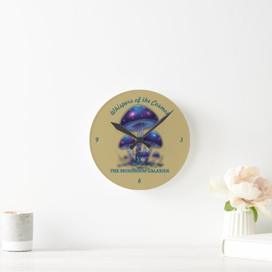 Cosmic Galaxy Mushrooms - Whimsical Fantasy Fungi Ronde Klok (Huis)