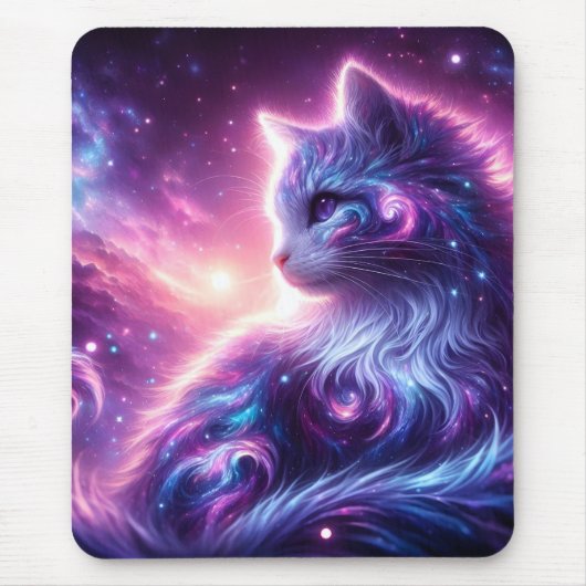 Cosmic Galaxy Mystical Feline Celestial Muismat (Voorkant)