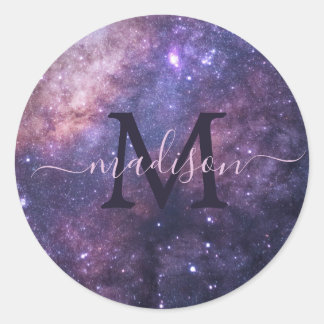Cosmic Galaxy Universe Personalized Monogram Ronde Sticker