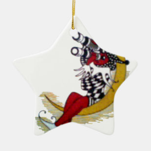 Cosmic Gaze: Elf op de maan avontuur Keramisch Ornament