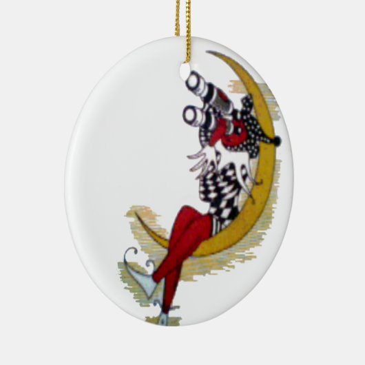 Cosmic Gaze: Elf op de maan avontuur Keramisch Ornament (Rechts)