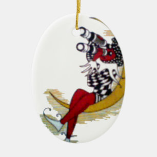 Cosmic Gaze: Elf op de maan avontuur Keramisch Ornament