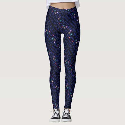 Cosmic Ghost Girl Black Light Rave Leggings (Voorkant)