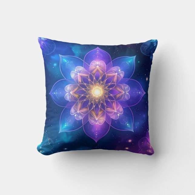 Cosmic Glow Lotus-Sierkussen Kussen (Voorkant)