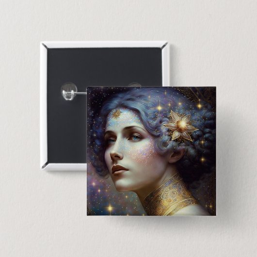 Cosmic Goddess Fantasy Art Button (Voorkant /achterkant)