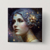 Cosmic Goddess Fantasy Art Button (Voorkant)