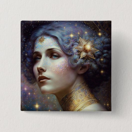 Cosmic Goddess Fantasy Art Button (Voorkant)