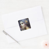 Cosmic Goddess Fantasy Art Square Sticker (Envelop)