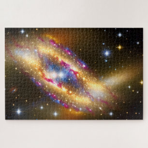 Cosmic Gold Blue en Pink Nebula Fantasy Afbeelding Legpuzzel