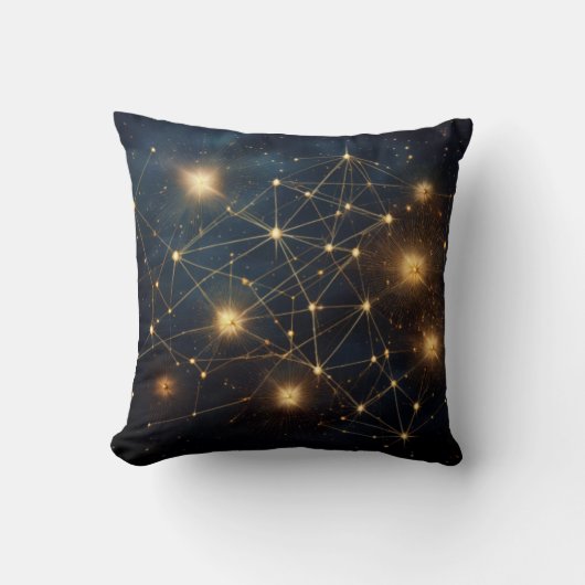 Cosmic Golden Star Network Kussen (Voorkant)