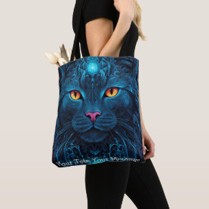 Cosmic Guardian Cat – Neon Galaxy Mandala Canvas t Draagtas