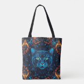 Cosmic Guardian Cat – Neon Galaxy Mandala Canvas t Draagtas (Achterkant)
