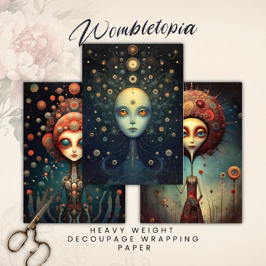 Cosmic Guardians Whimsical Fantasy Decoupage Inpakpapier Vel