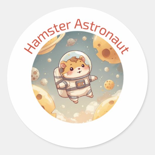 Cosmic Hamster Explorer - Grappig Ruimteavontuur Ronde Sticker (Voorkant)