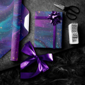 Cosmic Ink | Turquoise Blue Paars Galaxy Nebula Cadeaupapier
