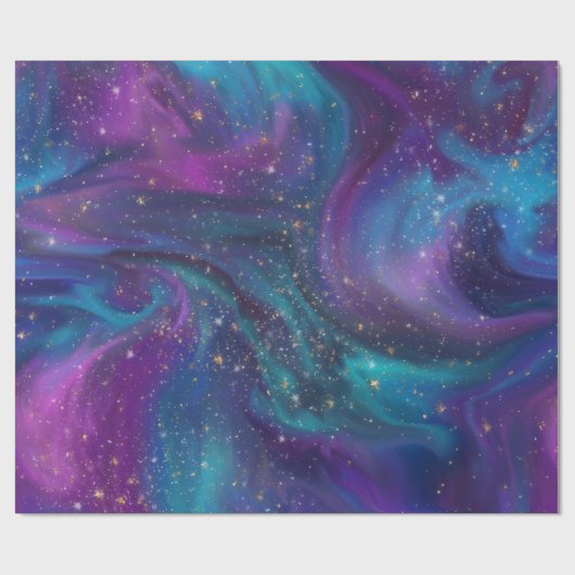Cosmic Ink | Turquoise Blue Paars Galaxy Nebula Cadeaupapier (Vlak)
