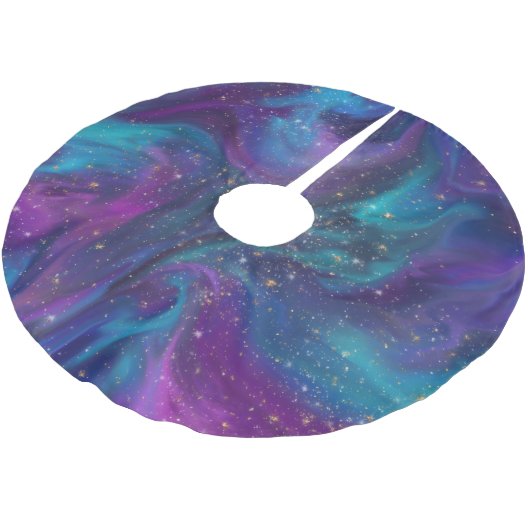Cosmic Ink | Turquoise Blue Paars Galaxy Nebula Kerstboom Rok (Gekanteld)