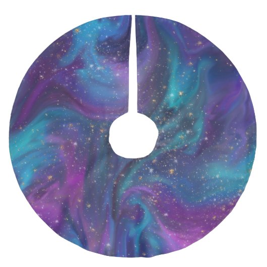 Cosmic Ink | Turquoise Blue Paars Galaxy Nebula Kerstboom Rok (Voorkant)