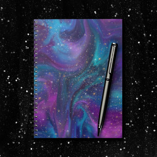 Cosmic Ink   Turquoise Blue Paars Galaxy Nebula Notitieboek