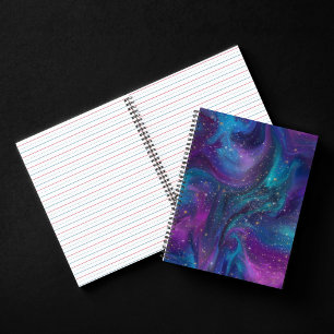 Cosmic Ink   Turquoise Blue Paars Galaxy Nebula Notitieboek