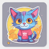 Cosmic Kat Vierkante Sticker (Voorkant)