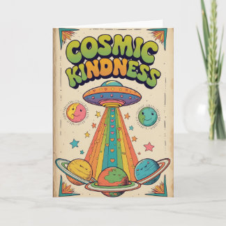 Cosmic Kindness Birthday Card, Cute Space Birthday Kaart