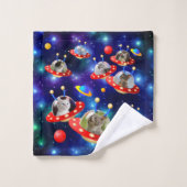 Cosmic Kittens in Alien Spaceship UFO Sci-fi Scene Bad Handdoek (Wasdoekje)