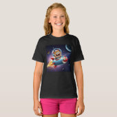 Cosmic Kitty Rocket Ride Funny Space Cat Adventure T-shirt (Voorkant volledig)