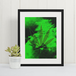 Cosmic Leaf: Neon Dreamscape Poster