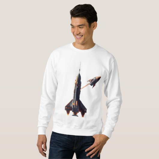 Cosmic Liftoff: Spaceship Launch T - shirts (Voorkant volledig)