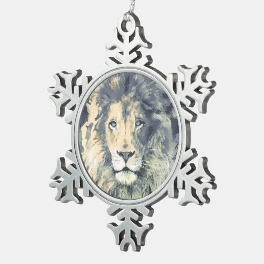 COSMIC LION KING | Pewter Snowflake Ornament (Rechts)