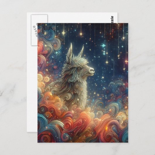 Cosmic Llama Briefkaart (Voorkant / Achterkant)