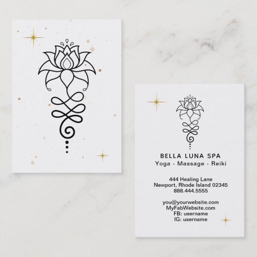 *~* Cosmic Lotus Nirvana + Sacred Geometry Visitekaartje (Voorkant / Achterkant)