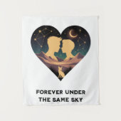 Cosmic Love Story Heart with Lovers and Fox Art Wandkleed (Voorkant)