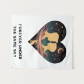 Cosmic Love Story Heart with Lovers and Fox Art Wandkleed (Voorkant (horizontaal))