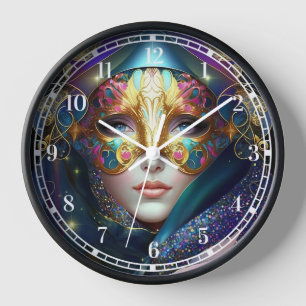 Cosmic Mask Goddess Queen Fantasy Art Clock