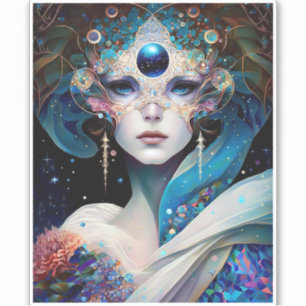 Cosmic Mask Goddess Queen Fantasy Art Sticker