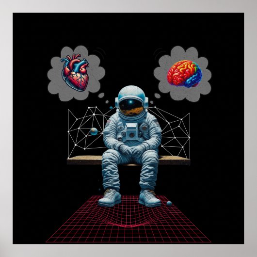 Cosmic Mind vs Heart Astronaut Poster (Voorkant)