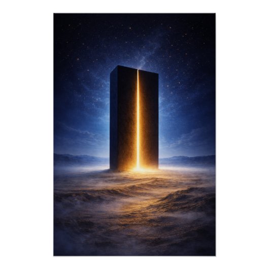 Cosmic Monolith – Light Beyond the Void Perfect Poster (Voorkant)