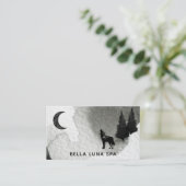 *~* Cosmic Moon Howling Wolf Lunar Pine Trees Visitekaartje (Staand voorkant)
